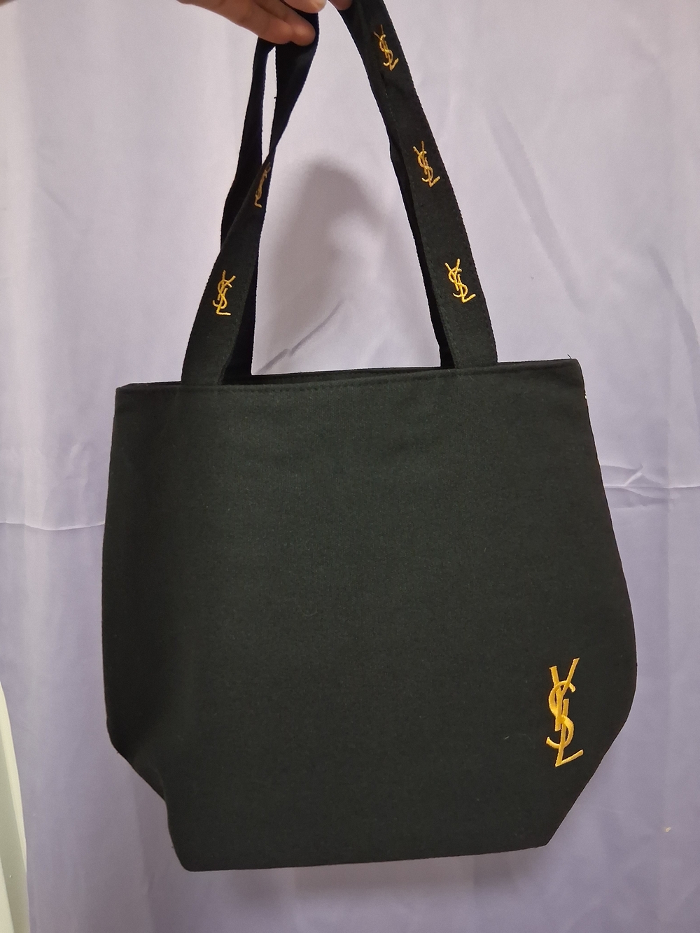 Y$L Black Canvas Tote with Gold Logo-Embroidered/ GIFT WITH PURCHASED
